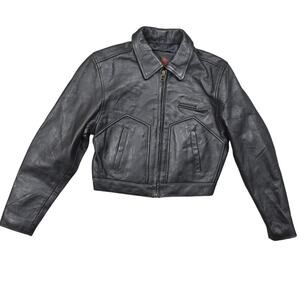 Easyriders Black Leather Motorcycle Jacket Women's Size L Leather Rider